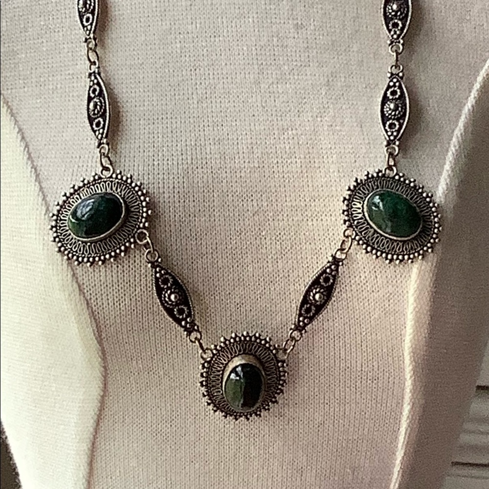 Stunning Israel Sterling & Elat Stone Necklace